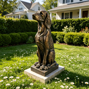Vintage Bronze Sitting Hound Dog Statue