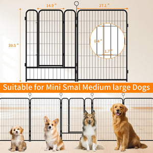 Dog Playpen, 16 Panels Pet Exercise Pen with Anti-Skid Base - Black