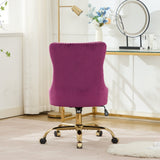 Office Chair Modern Velvet Upholstered Tufted Button Purple