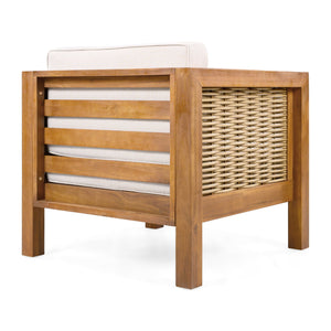 Outdoor Club Chair With Wicker Armrest