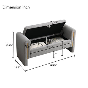 Modern Teddy Upholstered Large Bed End Bench With Arms And Storage