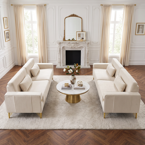 Ivory White 2-Piece Velvet Sofa Set