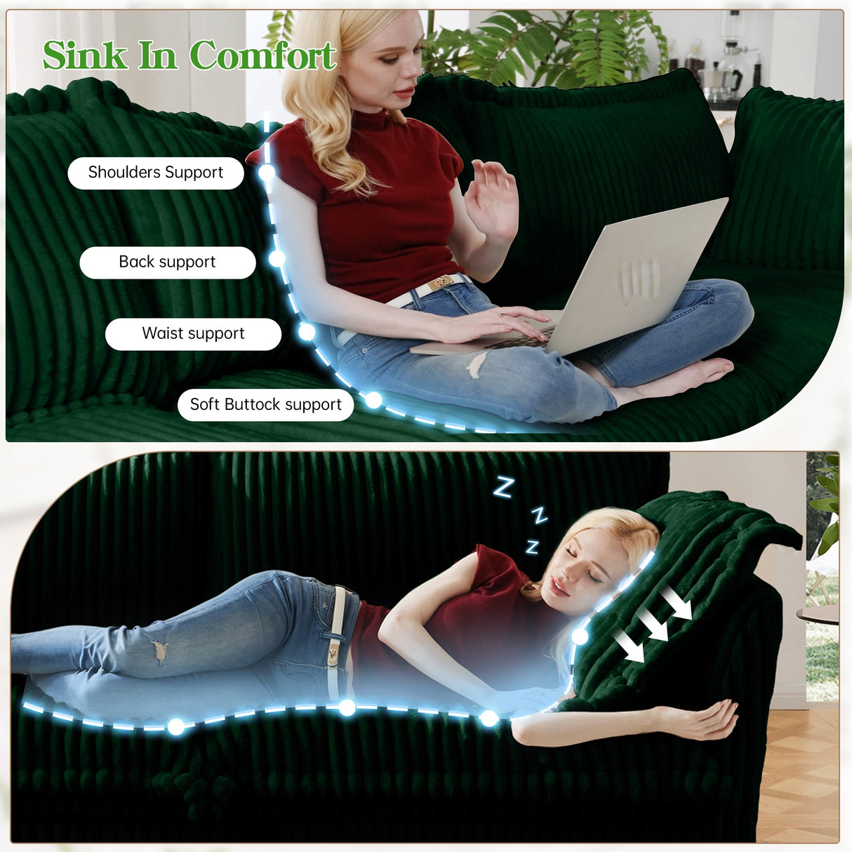 L-Shaped Slipcovered Sectional Sofa Couch