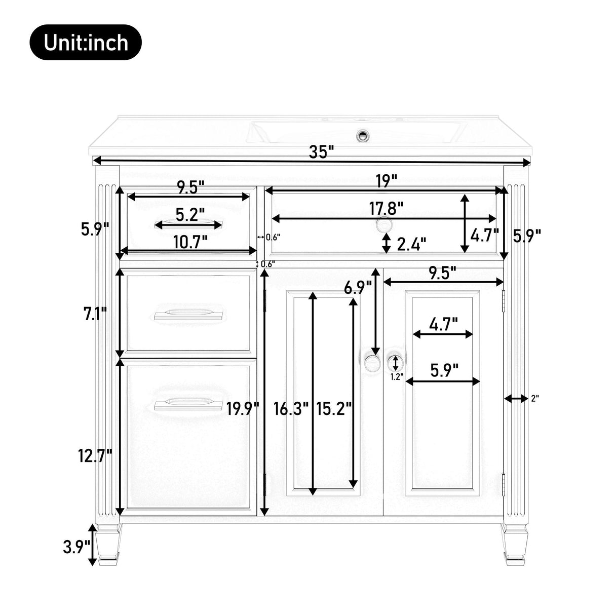 Modern Bathroom Vanity With Ceramic Sink