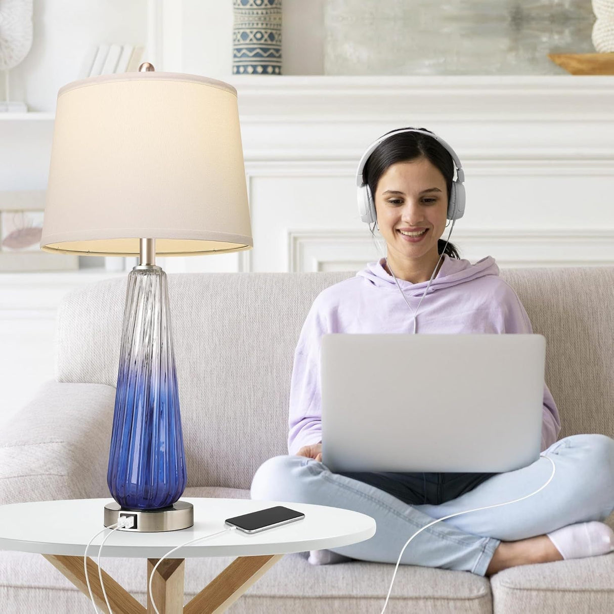 Table Lamps Set of 2 with Touch Control and USB Ports