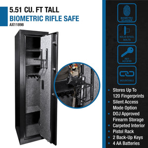 Biometric Rifle Safe with Fingerprint Access – Black