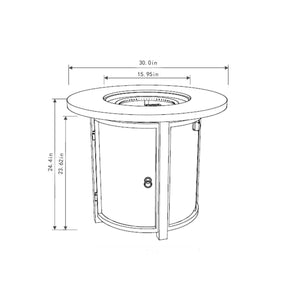 30" Propane Gas Fire Pit Table with Imitation Wood Grain Finish