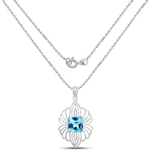 8.18 Carat Genuine Swiss Blue Topaz .925 Sterling Silver Pendant
