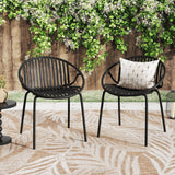 Modern Simple Art Style Patio Dining Chairs with Breathable Design (Set of 2)