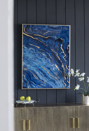 The Oceanus Elegance™ — Marbled Blue & Gold Panel Wall Art