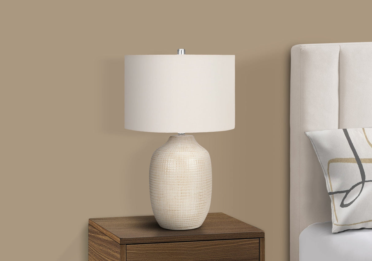 Lighting, 26'h, Table Lamp, Cream Ceramic, Ivory / Cream Shade, Contemporary