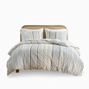 King/Cal King Cotton Printed Duvet Cover Set with Chenille