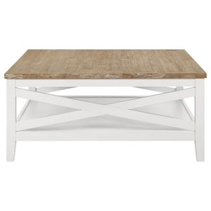 Evanston - Square Coffee Table With Shelf - White