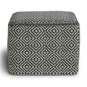 Briella - Square Woven Outdoor / Indoor Pouf - Gray / White