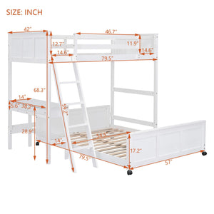 Full Over Full Bunk Bed With Desk