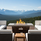 42 Inch Gas Fire Pit Table with Cement Texture Finish