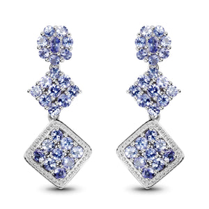 4.92 Carat Genuine Tanzanite .925 Sterling Silver Earrings