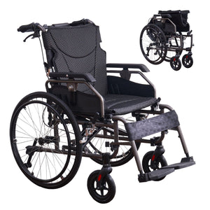 Foldable Lightweight Wheelchair with Adjustable Armrests – Gray or Blue