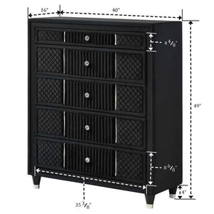 1 Piece Tall Chest Upholstery Textured - Black