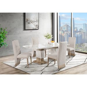 Stacey - Dining Table With Pedestal Base - Beige