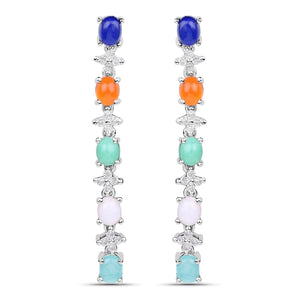 4.40 Carat Genuine Multi Stone .925 Sterling Silver Earrings