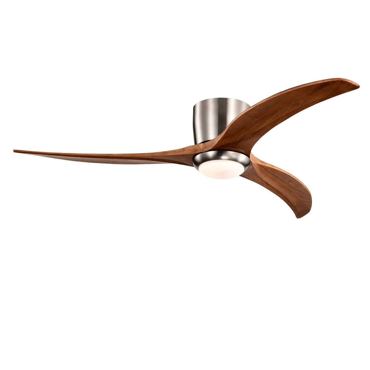 52" Flush Mount Fan Light with Solid Wood Blades and Remote Control