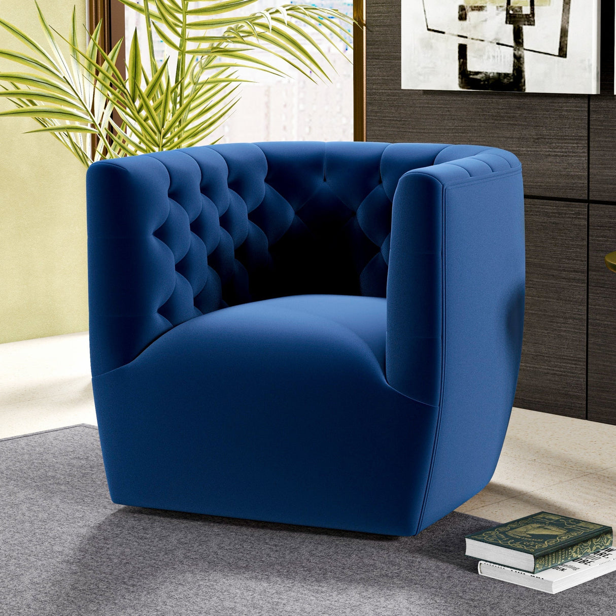 Delaney Velvet Swivel Club Chair