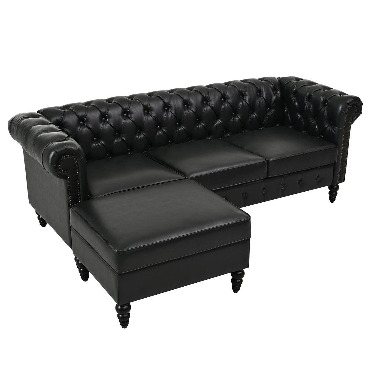 U-style 85" Modern 4-Seater L-Shaped Sectional Sofa with Storage Ottoman