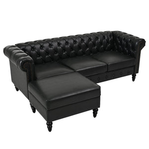 U-style 85" Modern 4-Seater L-Shaped Sectional Sofa with Storage Ottoman