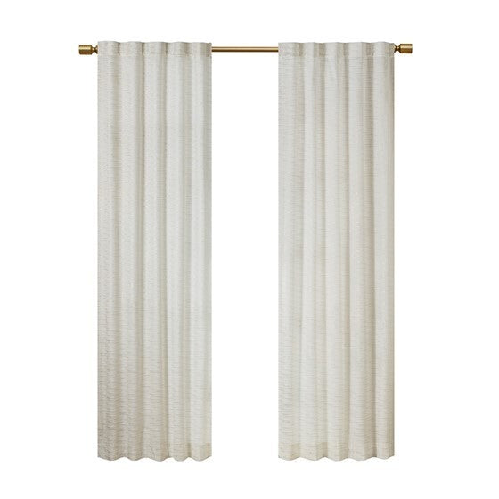 Room darkening metallic printed poly velvet rod pocket/back tab window panel pair white/gold 37x95"