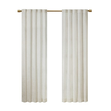 Room darkening metallic printed poly velvet rod pocket/back tab window panel pair white/gold 37x95"