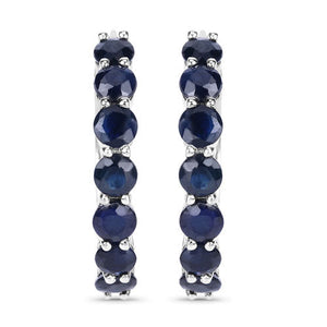 2.66 Carat Genuine Blue Sapphire .925 Sterling Silver Earrings