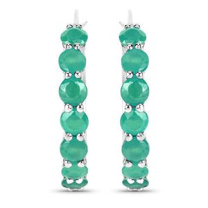 2.38 Carat Genuine Emerald .925 Sterling Silver Earrings