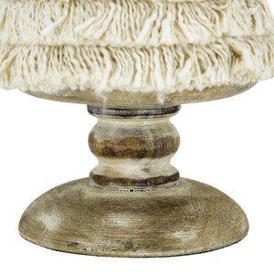 D5.1x21.7" Fringes Embellished Cone With Wooden Base