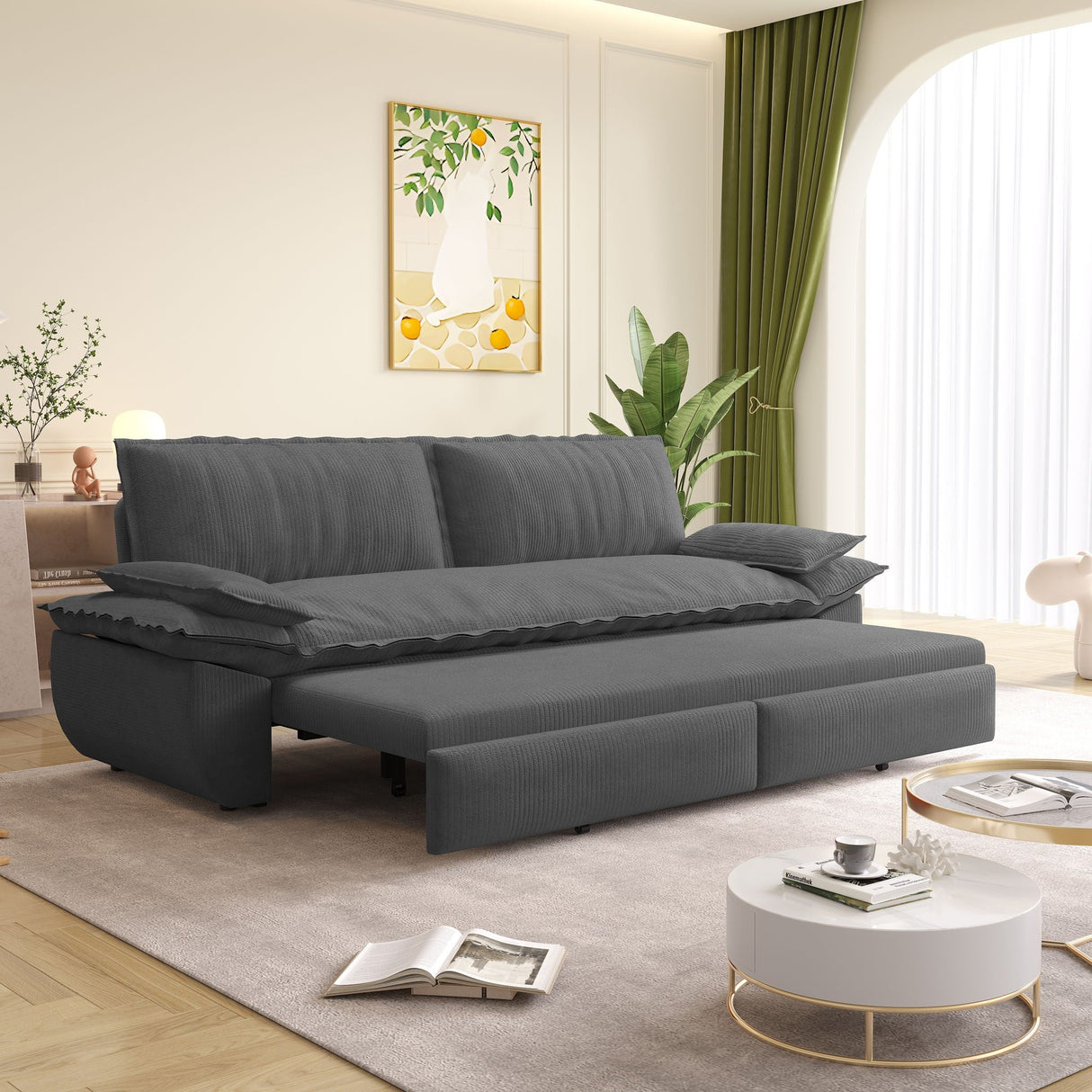Queen Pull Out Bed, 3 In 1 Convertible Sleeper Sofa