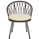 U_STYLE Outdoor Leisure Set, 2 Rattan Single Chairs with Glass Round Table