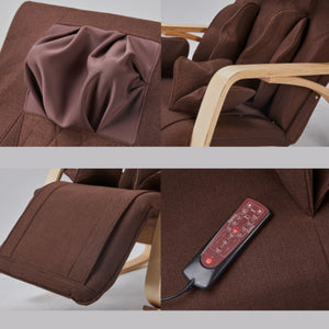 Comfortable Relax Rocking Chair With Full Massage Function Cotton Fabric Air Pressure - Brown