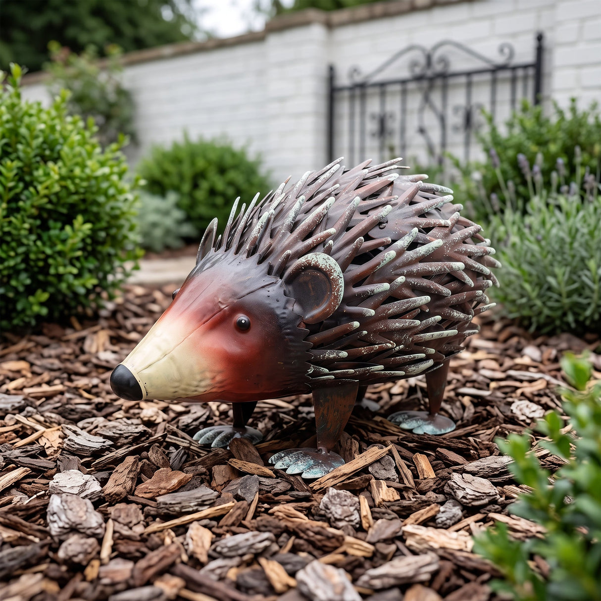Handmade Wrought Iron Hedgehog Garden Statue