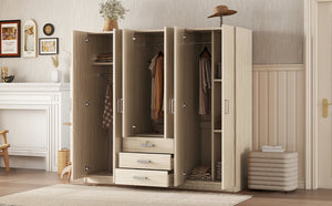 6-Doors Wooden Wardrobe Storage for Bedroom