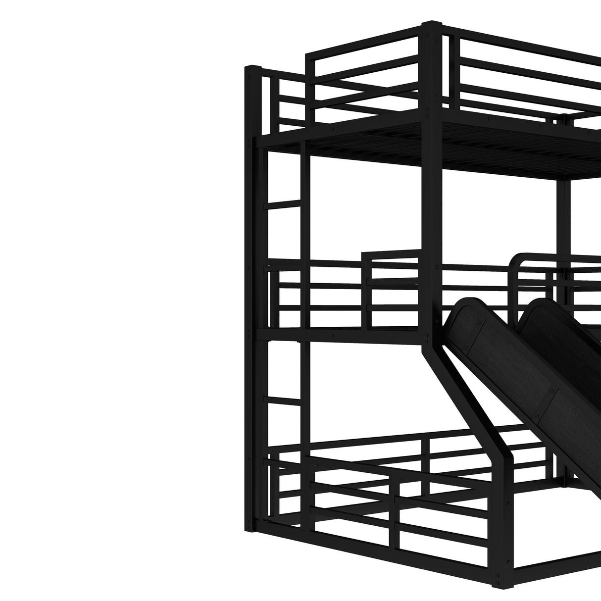 Twin Over Twin Over Full Bunk Bed with Slide