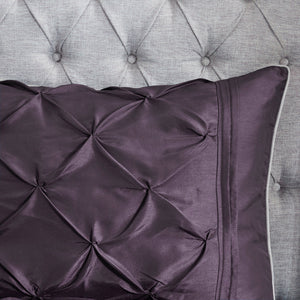 7 Piece Tufted Comforter Set in Plum for King Beds