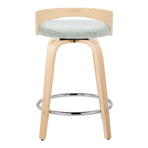 Grotto - Contemporary Fixed Height Counter Stool & Swivel, Round Footrest (Set of 2)