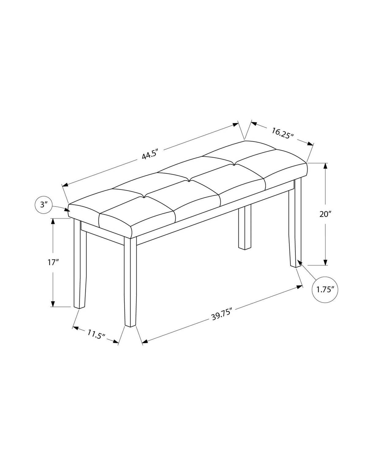 Bench, Rectangular, Hallway, Upholstered, Transitional - Cream
