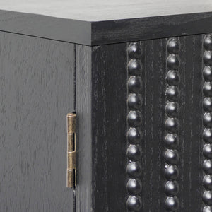 Modern Black Wood Storage Cabinet with Decorative Door, 30in Accent Sideboard for Living Room, Bedroom, or Entryway