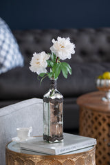 3x12'-Antique-Silver-Decorative-Glass-Bottle-Vase-with-Bronze-Leaf-Accents-Vases