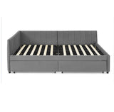 Full Size Upholstered Tufted Bed Frame with Two Drawers