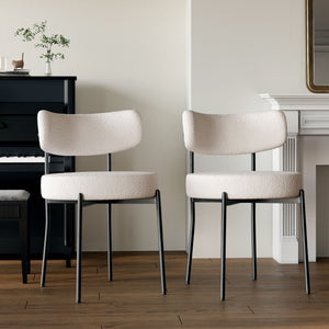 Extendable Dining Table Set With Curved Backrest Upholstered Chairs