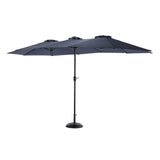 14.8 Ft Double Sided Outdoor Umbrella Rectangular Large with Crank (Navy Blue) (No Base)