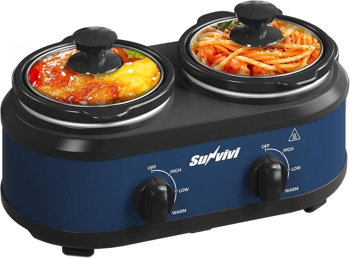 Double Slow Cooker with 2 Removable Pots