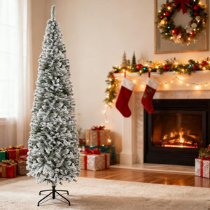 9ft Flocked Christmas Tree with Faux Snow